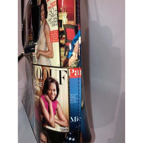 Michelle Obama First Lady Glossy Magazine Print Collage Handbag Purse Tote Vinyl - Picture 11 of 12